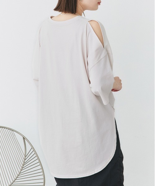 セール】肩出し ラウンドヘム ビックシルエット Tシャツ（T