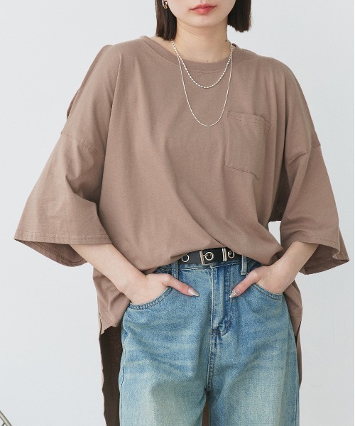 【Massimo dutti】ラウンドヘムTシャツ セール】肩出し ラウンドヘム ビックシルエット Tシャツ（T