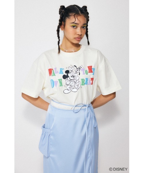 Disney SERIES CREATED by MUS(ディズニーシリーズクリエイテッドバイエムユーエス)の「MD CLAP YOUR HANDS Tシャツ(Tシャツ/カットソー・レディース・ライトピンク/オフホワイト/ブラック・FREE)」の1枚目の写真