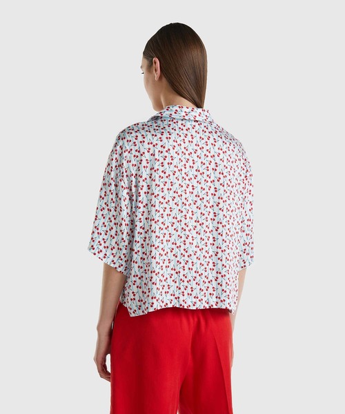 BENETTON (UNITED COLORS OF BENETTON)（ベネトンユナイテッドカラーズオブベネトン）の「5分袖総柄フルーツプリントブラウス（シャツ/ブラウス・レディース・マルチ/ピンク系その他/イエロー系その他・MEDIUM/SMALL/X-SMALL/LARGE）」の6枚目の写真