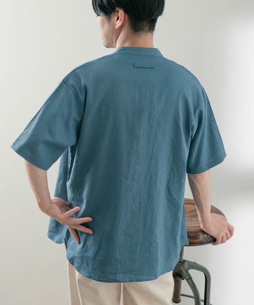 ITEMS URBANRESEARCH（アイテムズ アーバンリサーチ）の「リネンレーヨン バンドカラー半袖シャツ（シャツ/ブラウス・メンズ・ブラック/ブルー/ホワイト/ミント・MEDIUM/LARGE）」の20枚目の写真