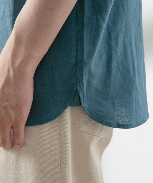 ITEMS URBANRESEARCH（アイテムズ アーバンリサーチ）の「リネンレーヨン バンドカラー半袖シャツ（シャツ/ブラウス・メンズ・ブラック/ブルー/ホワイト/ミント・MEDIUM/LARGE）」の21枚目の写真