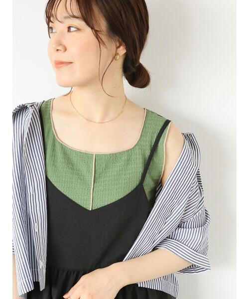 ehka sopo（エヘカソポ）の「配色メロータンクトップ（タンクトップ・レディース・グリーン/キナリ/ベージュ/ブラック・F）」の4枚目の写真