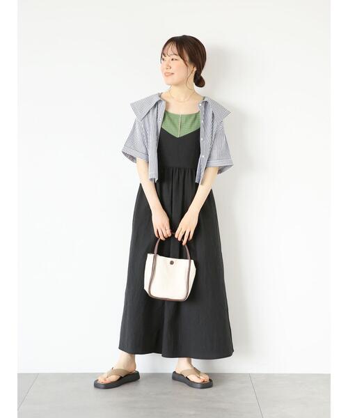 ehka sopo（エヘカソポ）の「配色メロータンクトップ（タンクトップ・レディース・グリーン/キナリ/ベージュ/ブラック・F）」の19枚目の写真