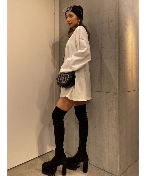 GYDA（ジェイダ）の「BASICロンT（Tシャツ/カットソー・レディース・ブラック/オフホワイト・FREE）」の7枚目の写真