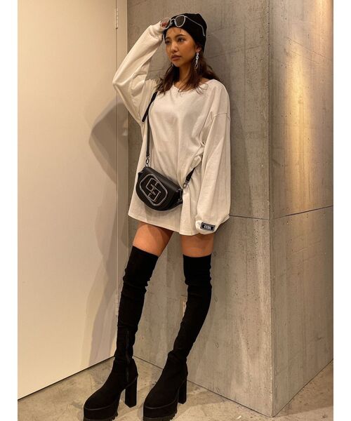 GYDA（ジェイダ）の「BASICロンT（Tシャツ/カットソー・レディース・ブラック/オフホワイト・FREE）」の12枚目の写真