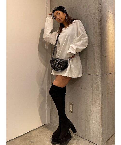 GYDA（ジェイダ）の「BASICロンT（Tシャツ/カットソー・レディース・ブラック/オフホワイト・FREE）」の4枚目の写真