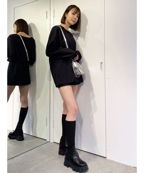 GYDA（ジェイダ）の「BASICロンT（Tシャツ/カットソー・レディース・ブラック/オフホワイト・FREE）」の5枚目の写真