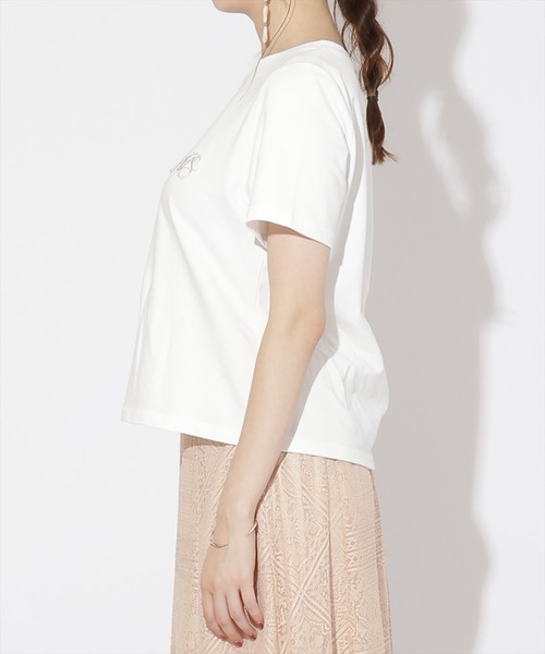 WILLSELECTION(ウィルセレクション)の「パール付きロゴ刺繍Tシャツ(Tシャツ/カットソー・レディース・オフホワイト/ピンク/ブラック・MEDIUM)」の8枚目の写真