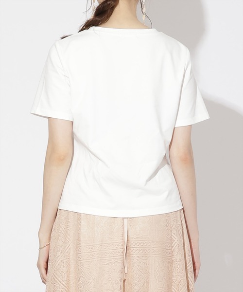 WILLSELECTION(ウィルセレクション)の「パール付きロゴ刺繍Tシャツ(Tシャツ/カットソー・レディース・オフホワイト/ピンク/ブラック・MEDIUM)」の9枚目の写真