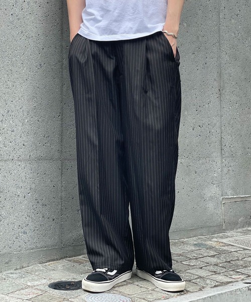 CIAOPANIC(チャオパニック)の「ピンストライプワイドスラックス(スラックス・レディース・グレー/ブラック・MEDIUM/LARGE)」の2枚目の写真