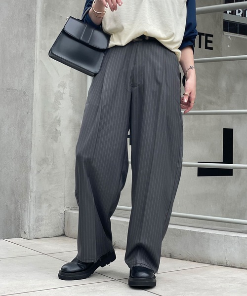 CIAOPANIC(チャオパニック)の「ピンストライプワイドスラックス(スラックス・レディース・グレー/ブラック・MEDIUM/LARGE)」の22枚目の写真