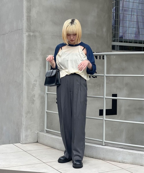 CIAOPANIC(チャオパニック)の「ピンストライプワイドスラックス(スラックス・レディース・グレー/ブラック・MEDIUM/LARGE)」の14枚目の写真