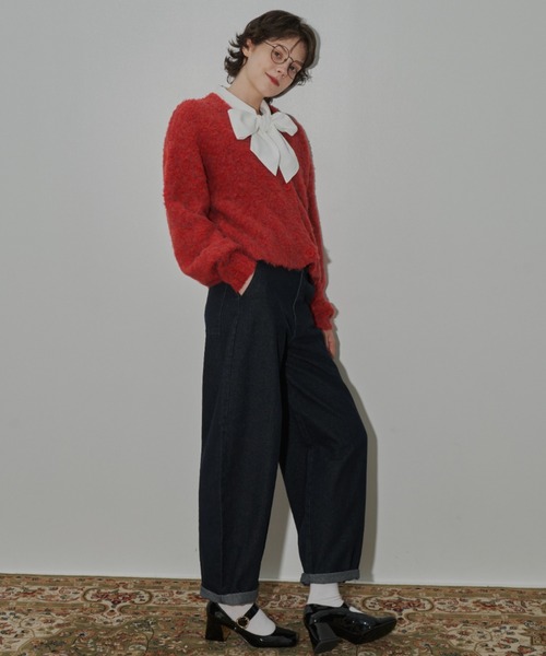 MERLOT（メルロー）の「カーブデニムパンツ（デニムパンツ・レディース・ネイビー・FREE/SMALL）」の13枚目の写真