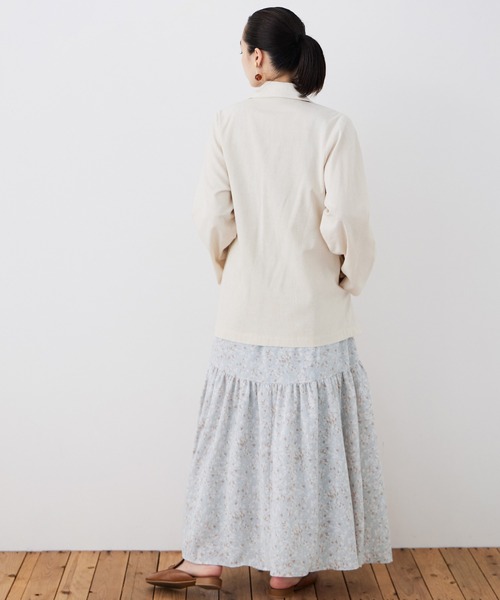 Fashion Letter(ファッションレター)の「フラワープリント 切替フレアスカート(スカート・レディース・サックスブルー/ブラック・M)」の9枚目の写真