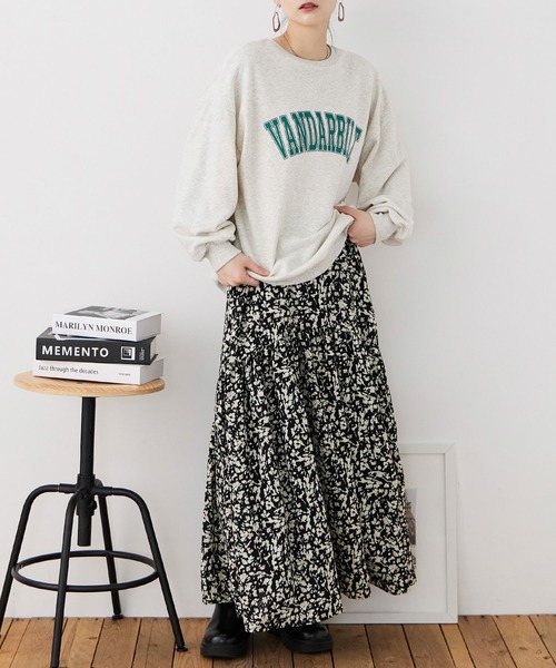 Fashion Letter(ファッションレター)の「フラワープリント 切替フレアスカート(スカート・レディース・サックスブルー/ブラック・M)」の19枚目の写真
