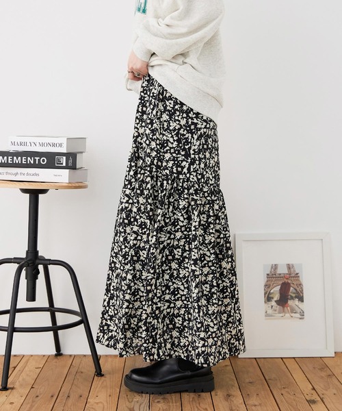 Fashion Letter(ファッションレター)の「フラワープリント 切替フレアスカート(スカート・レディース・サックスブルー/ブラック・M)」の20枚目の写真
