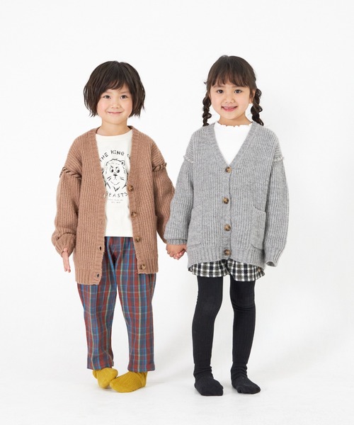 MAKE YOUR DAY（メイクユアデイ）の「畦編みニットカーディガン■80～140cm（カーディガン/ボレロ・キッズ・ベージュ/グレー・100/130/120/140/110/80/90）」の9枚目の写真