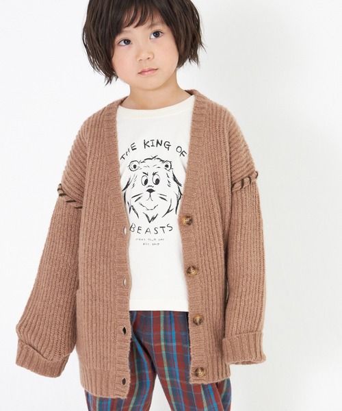 MAKE YOUR DAY（メイクユアデイ）の「畦編みニットカーディガン■80～140cm（カーディガン/ボレロ・キッズ・ベージュ/グレー・100/130/120/140/110/80/90）」の6枚目の写真