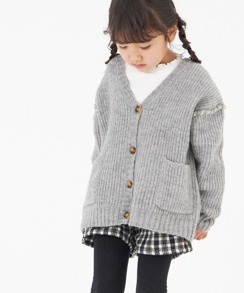 MAKE YOUR DAY（メイクユアデイ）の「畦編みニットカーディガン■80～140cm（カーディガン/ボレロ・キッズ・ベージュ/グレー・100/130/120/140/110/80/90）」の3枚目の写真