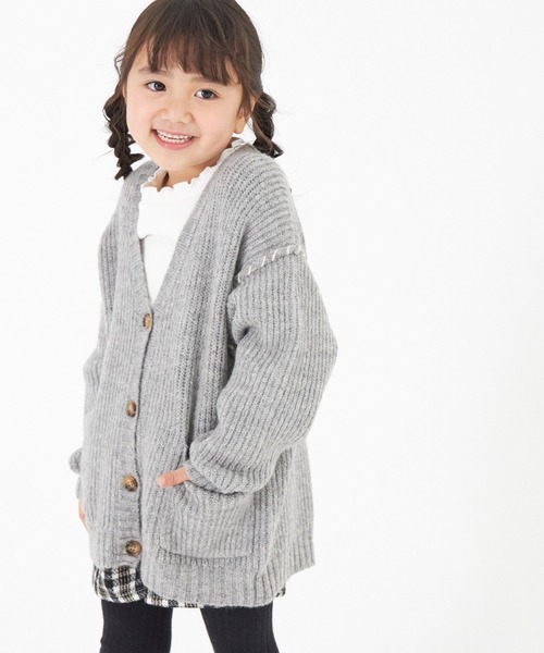 MAKE YOUR DAY（メイクユアデイ）の「畦編みニットカーディガン■80～140cm（カーディガン/ボレロ・キッズ・ベージュ/グレー・100/130/120/140/110/80/90）」の4枚目の写真