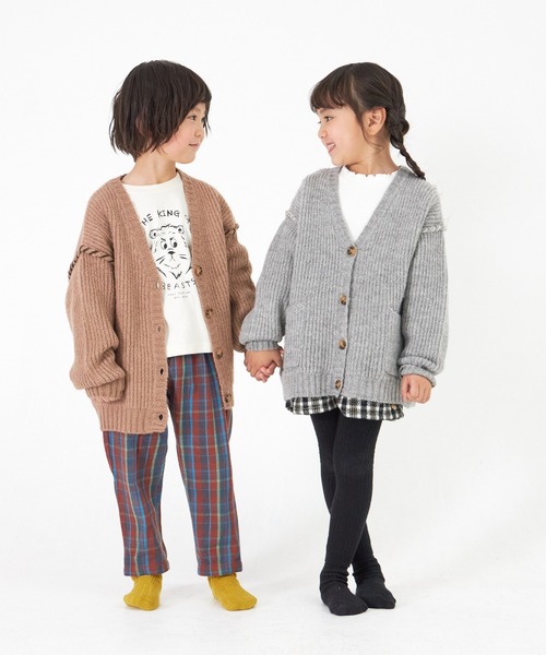 MAKE YOUR DAY（メイクユアデイ）の「畦編みニットカーディガン■80～140cm（カーディガン/ボレロ・キッズ・ベージュ/グレー・100/130/120/140/110/80/90）」の10枚目の写真