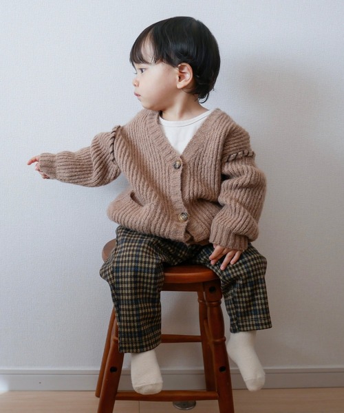 MAKE YOUR DAY（メイクユアデイ）の「畦編みニットカーディガン■80～140cm（カーディガン/ボレロ・キッズ・ベージュ/グレー・100/130/120/140/110/80/90）」の20枚目の写真