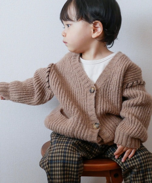 MAKE YOUR DAY（メイクユアデイ）の「畦編みニットカーディガン■80～140cm（カーディガン/ボレロ・キッズ・ベージュ/グレー・100/130/120/140/110/80/90）」の18枚目の写真