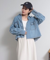 fredy emue | デニムクロップドシャツ(シャツ/ブラウス)