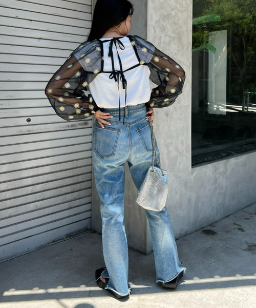 HELLO.SANFRANCISCO(ハローサンフランシスコ)の「【HELLO.SANFRANCISCO/ハローサンフランシスコ】チュールシアーフラワー刺繍ボレロ(カーディガン/ボレロ・レディース・ブラック/ホワイト・ONE SIZE)」の22枚目の写真