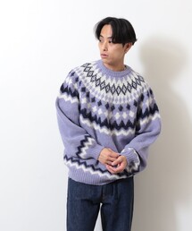 BEAMS | BEAMS / 3ゲージ シャギー ノルディック クルーネックニット(ニット/セーター)