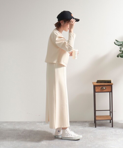 fredy emue（フレディエミュ）の「ポンチジャンスカ＋カーディガンセット（ジャンパースカート・レディース・ブラック/アイボリー/ベビーピンク・38）」の4枚目の写真