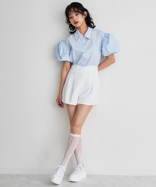 Narcissus(ナルシス)の「【WEB STORE限定】パールエリブラウス(シャツ/ブラウス・レディース・ブルー/ピンク・FREE)」の3枚目の写真