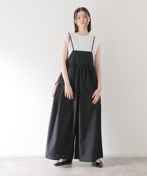 B.C STOCK(ベーセーストック)の「《追加3》Tシャツ付きサロペット(サロペット/オーバーオール・レディース・ベージュ/ブラック・FREE)」の7枚目の写真