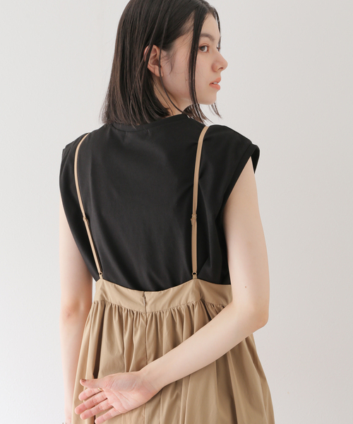 B.C STOCK(ベーセーストック)の「《追加3》Tシャツ付きサロペット(サロペット/オーバーオール・レディース・ベージュ/ブラック・FREE)」の19枚目の写真