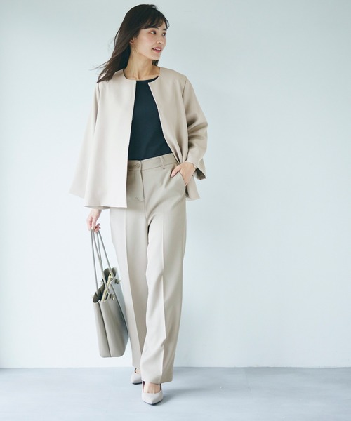 coca(coca)(コカ)の「【洗える】セットアップ対応ワイドスラックスパンツ(スラックス・レディース・グレー/ブラック/グレイッシュベージュ・L/M)」の7枚目の写真