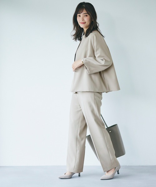 coca(coca)(コカ)の「【洗える】セットアップ対応ワイドスラックスパンツ(スラックス・レディース・グレー/ブラック/グレイッシュベージュ・L/M)」の8枚目の写真