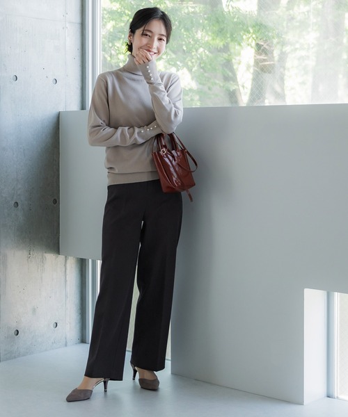 coca(coca)(コカ)の「【洗える】セットアップ対応ワイドスラックスパンツ(スラックス・レディース・グレー/ブラック/グレイッシュベージュ・L/M)」の10枚目の写真