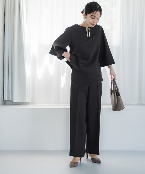 coca(coca)(コカ)の「【洗える】セットアップ対応ワイドスラックスパンツ(スラックス・レディース・グレー/ブラック/グレイッシュベージュ・L/M)」の12枚目の写真