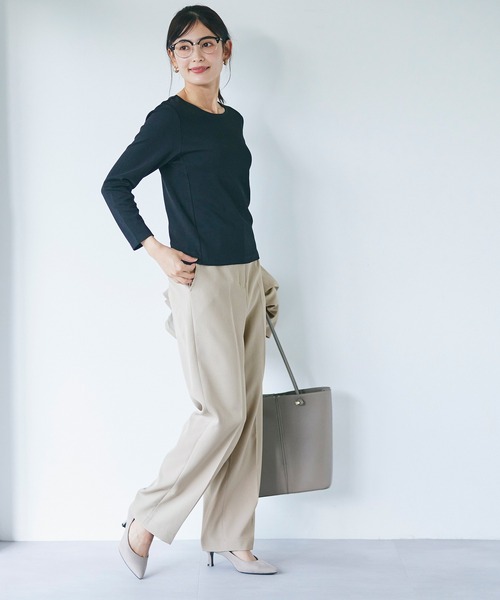 coca(coca)(コカ)の「【洗える】セットアップ対応ワイドスラックスパンツ(スラックス・レディース・グレー/ブラック/グレイッシュベージュ・L/M)」の15枚目の写真