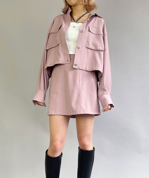 179/WG(イチナナキュウダブルジー)の「カーゴポケットショートシャツ(シャツ/ブラウス・レディース・グリーン/ベージュ/チャコールグレー/ピンク・MEDIUM)」の4枚目の写真