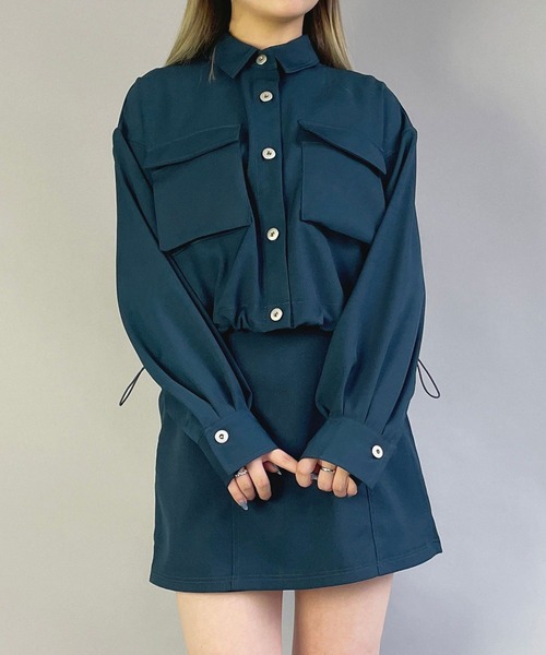 179/WG(イチナナキュウダブルジー)の「カーゴポケットショートシャツ(シャツ/ブラウス・レディース・グリーン/ベージュ/チャコールグレー/ピンク・MEDIUM)」の3枚目の写真