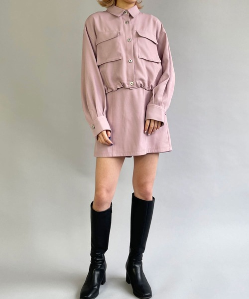 179/WG(イチナナキュウダブルジー)の「カーゴポケットショートシャツ(シャツ/ブラウス・レディース・グリーン/ベージュ/チャコールグレー/ピンク・MEDIUM)」の9枚目の写真