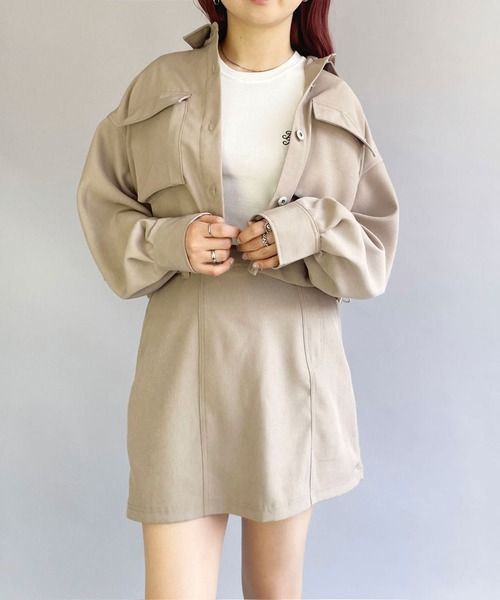 179/WG(イチナナキュウダブルジー)の「カーゴポケットショートシャツ(シャツ/ブラウス・レディース・グリーン/ベージュ/チャコールグレー/ピンク・MEDIUM)」の7枚目の写真