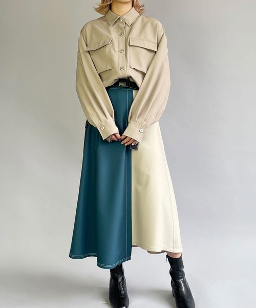 179/WG(イチナナキュウダブルジー)の「カーゴポケットショートシャツ(シャツ/ブラウス・レディース・グリーン/ベージュ/チャコールグレー/ピンク・MEDIUM)」の14枚目の写真