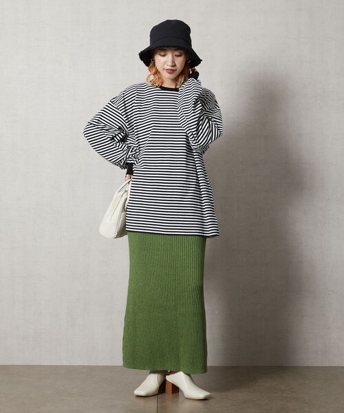 FREAK'S STORE（フリークスストア）の「限定展開　ビッグシルエット カラーボーダー ロングスリーブTシャツ（Tシャツ/カットソー・レディース・ブルー/レッド/グリーン/ピンク/ベージュ/パープル/ブラック・ﾌﾘ-）」の13枚目の写真