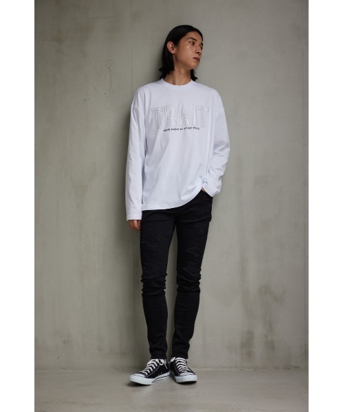 AZUL by moussy（アズールバイマウジー）の「ホットフィットポンチロングTシャツ（Tシャツ/カットソー・メンズ・ブラック/ホワイト・MEDIUM/LARGE）」の5枚目の写真
