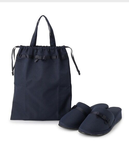 SHOO・LA・RUE(シューラルー)の「◆巾着トート付きヒールスリッパ(ルームシューズ/スリッパ・レディース・ブラック/ブルー系その他/ブルー系その他2/ブラック系・00)」の4枚目の写真