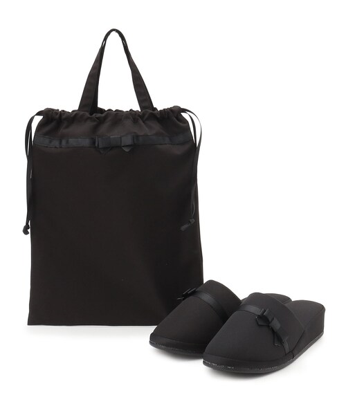 SHOO・LA・RUE(シューラルー)の「◆巾着トート付きヒールスリッパ(ルームシューズ/スリッパ・レディース・ブラック/ブルー系その他/ブルー系その他2/ブラック系・00)」の2枚目の写真