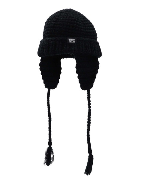 MILKFED.（ミルクフェド）の「LOGO EARFLAP KNIT CAP（ニットキャップ/ビーニー・レディース・グレー/ブラック・ONE SIZE）」の6枚目の写真